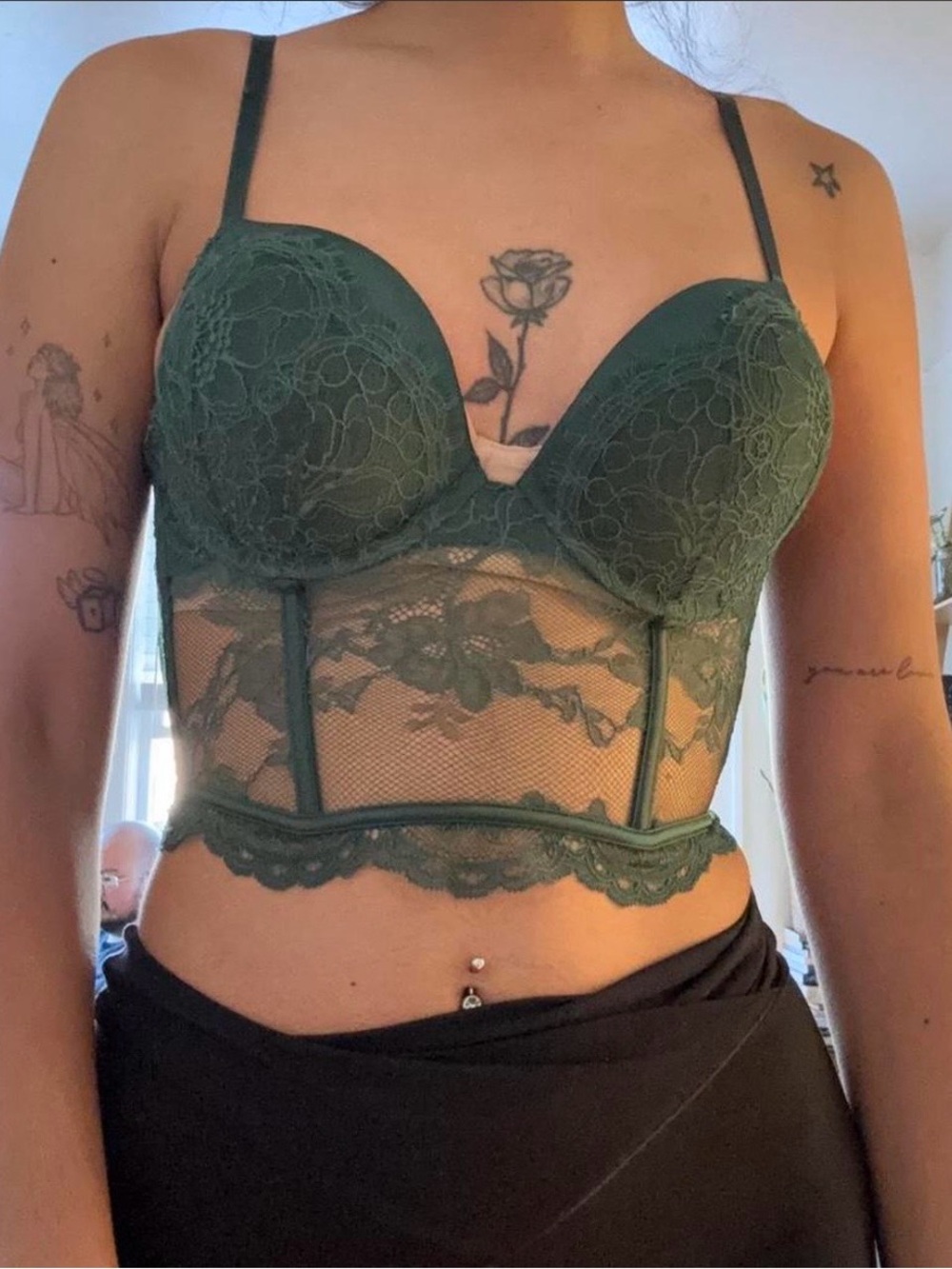 Victoria's Secret Forest Green Lace Corset Bustier